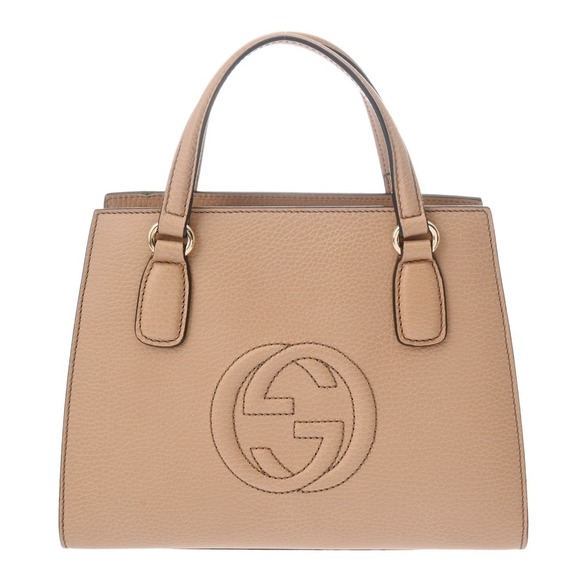 Gucci Handbags - GUCCI Soho Interlocking Beige Tan Calfskin Handbag